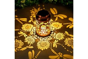 GR8GARDENS Dragonfly Solar Lanterns Outdoor Waterproof Hanging Sunflower Solar Lights Metal Solar Decorative LED Lanterns Outside Christmas Gifts for Women Mom Decor for Garden,Yard,Patio,Lawn