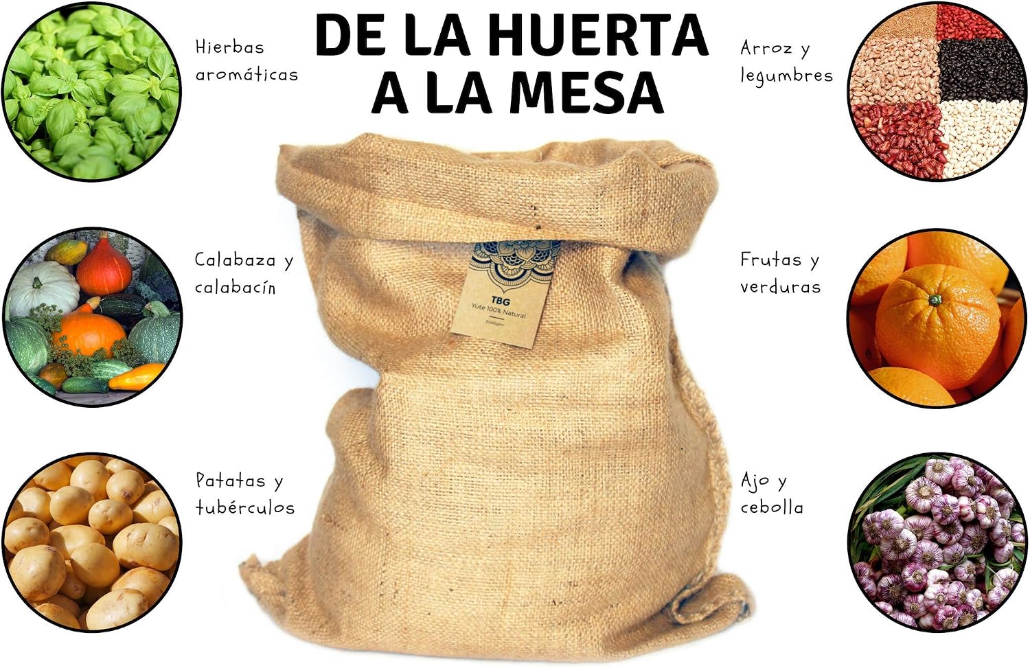 TBG Pack 4 Sacos Grandes de Yute 100% Natural - Bolsas Ecológicas ...