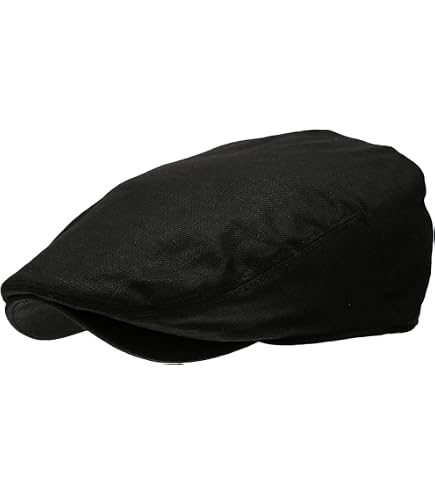 JANGOUL Men Ivy Cap Cotton Twill Newsboy Flat Hat (Black, 7 1/8