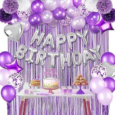 Buy Joyypop Purple Birthday Decorations 47pcs Purple Happy Birthday Decorations With Happy Birthday Cake Topper Purple Foil Curtain Happy Birthday Balloons For Birthday Party Decorations Online In Italy B0915qy862
