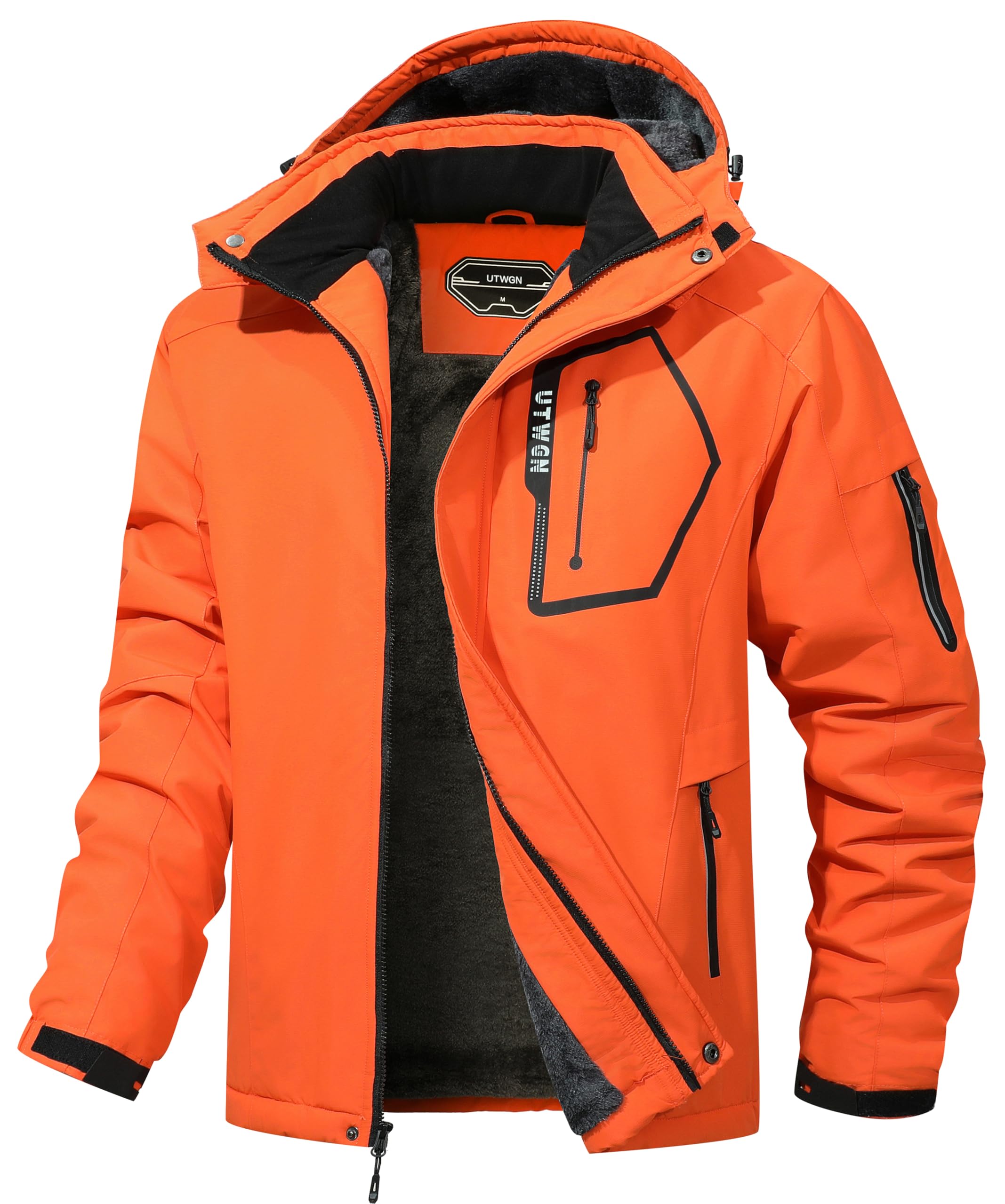 Photo 1 of UTWGN Men's Ski Jacket Winter Warm Snow Coat Waterproof Windbreaker Hooded Work Outerwear Snowboarding Jackets
