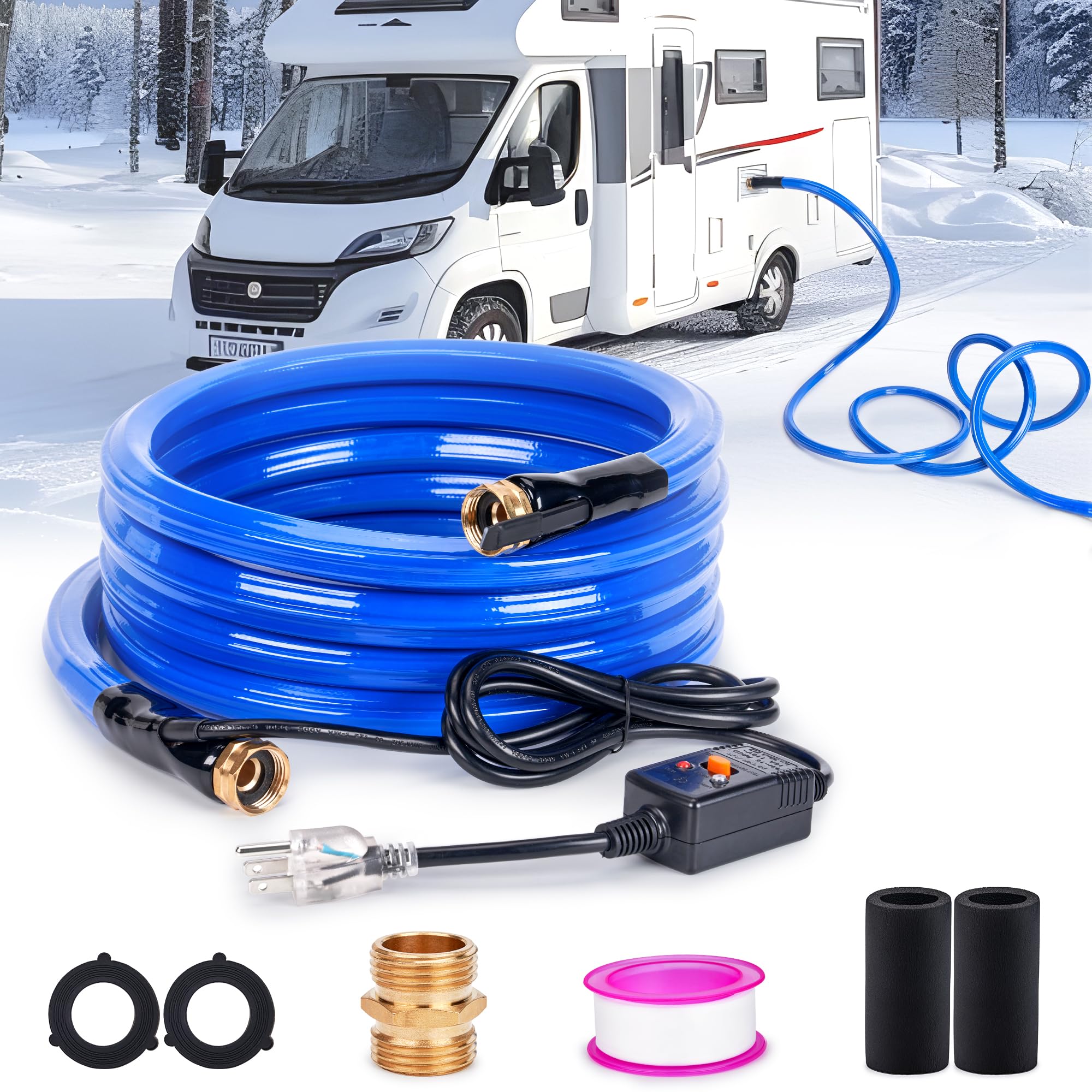 Photo 1 of HIRALIY 50FT Heated Water Hose for RV, Water Line Freeze Protection, 5/8" Inner Diameter, Camper, Garden, RV Accessories, Livestock, Mountain Cabin