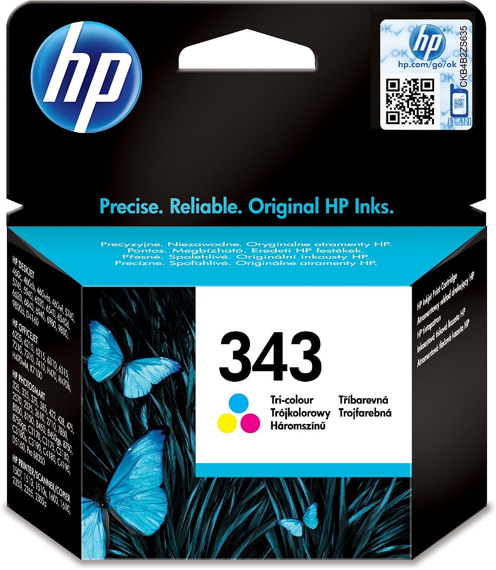 HP 343 Tri-color Inkjet Print Cartridge C8766EE Cyan Magenta Yellow Original