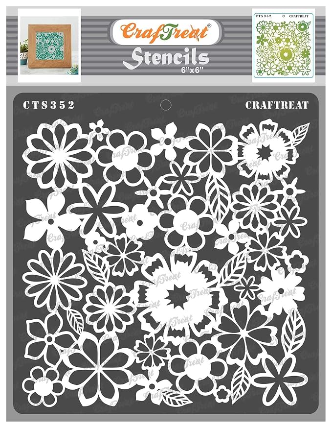 Craftreat Flower Stencils for Craft and Art Brimming Blooms 6X6