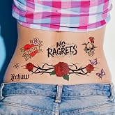 Temporary Fake Tattoos Y2K Accessories for Adult Women, Tramp Stamp White Trash Bachelorette No Ragrets Tattoo, White Trailer Trash Attire Women Party Decorations 4 Sheets