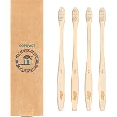 Sea Turtle Plant-Based Bristles, Compact Bamboo Toothbrushes, Soft Natural Toothbrush for Adults (4 Pack)