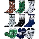 Jamntower 6 Pairs Gorilla Socks for Men Funny Cool Crew Socks Gorilla Lover Gifts Birthday Father's Day for Male Men Shoe Size 7-12