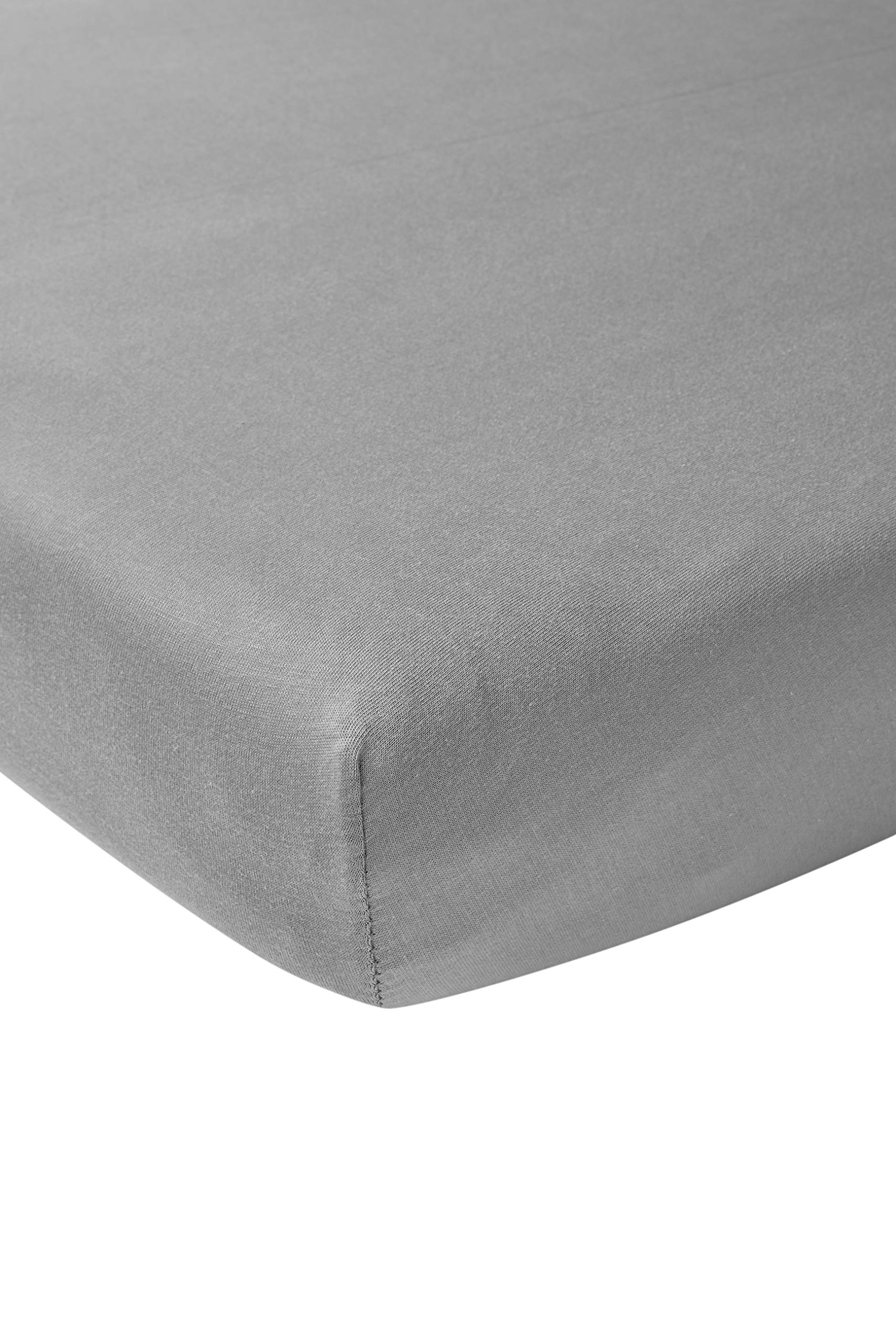 Meyco 564004 Jersey Fitted Sheet, Grey, 60 x 120 cm (Cot Bed), 100% Cotton, Dark Grey