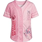 Disney Girls Baseball Jersey T-Shirt with Lilo & Stitch and Angel - Girls Sizes 4-16