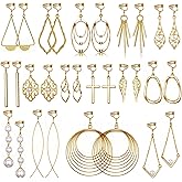 15 Pairs Gold Clip on Earrings for Women Fashion,Lightweight Fake Earrings Set