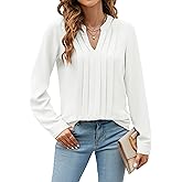 Blooming Jelly Women's Dressy Casual Blouses Business Work Tops Long Sleeve V Neck Pleated Shirts 2026 Fall Outfits