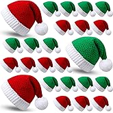 Suhine 24 Pcs Santa's Knit Hat Christmas Beanie Hat Winter Warm Cable Knit Cap for Adult Teens Xmas Holiday Part Gift(Red, White, Green)