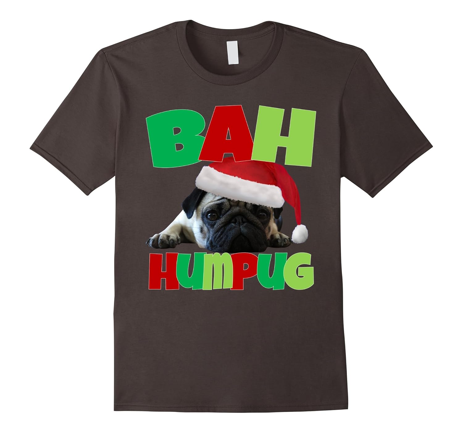 Bah Humpug Funny Grumpy Pug Christmas Tshirt-ANZ