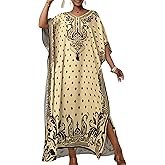 Bsubseach Ethnic Kaftan Dresses for Women Plus Size Beach Coverup Short Sleeve Beach Dress Caftan Loungewear