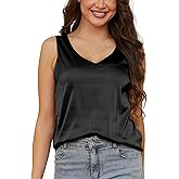 LUIGRAD Womens Silk Satin Tank Tops V Neck Casual Cami Sleeveless Blouses Camisole Tops for Women