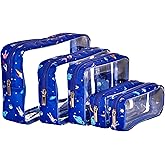 Remobia Hicol TSA Approved 5-Piece Diaper Bag Organizer Pouch Set Clear Waterproof TPU Kids Toiletry Storage Set Travel Packing Clutch Cube Bags for Baby Nursing