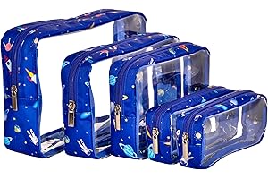 Remobia Hicol TSA Approved 5-Piece Diaper Bag Organizer Pouch Set Clear Waterproof TPU Kids Toiletry Storage Set Travel Packing Clutch Cube Bags for Baby Nursing