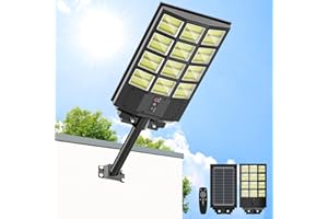 OKPRO 5000W Solar Street Light, Wide Angle Solar Lights Outdoor IP66 Waterproof, 6500K Dusk to Dawn, LED Security Flood Light with Motion Sensor and Remote Control for Residential Commercial Yard