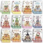 MALEBAZI Golden Retriever Cute Kitchen Towels Set of 12, Seasonal Kitchen Hand Towels, Puppy Dog Holiday Dish Towels for Kitchen Decorative, Spring Fall Absorbent Dishcloths Wash Cloths 21.3x14.2 Inch