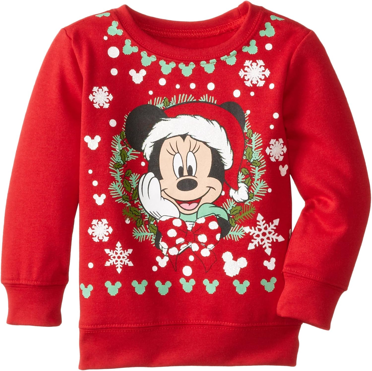 Disney Little Girls' Toddler Minnie Christmas Sweatshirt, Cherry Red
