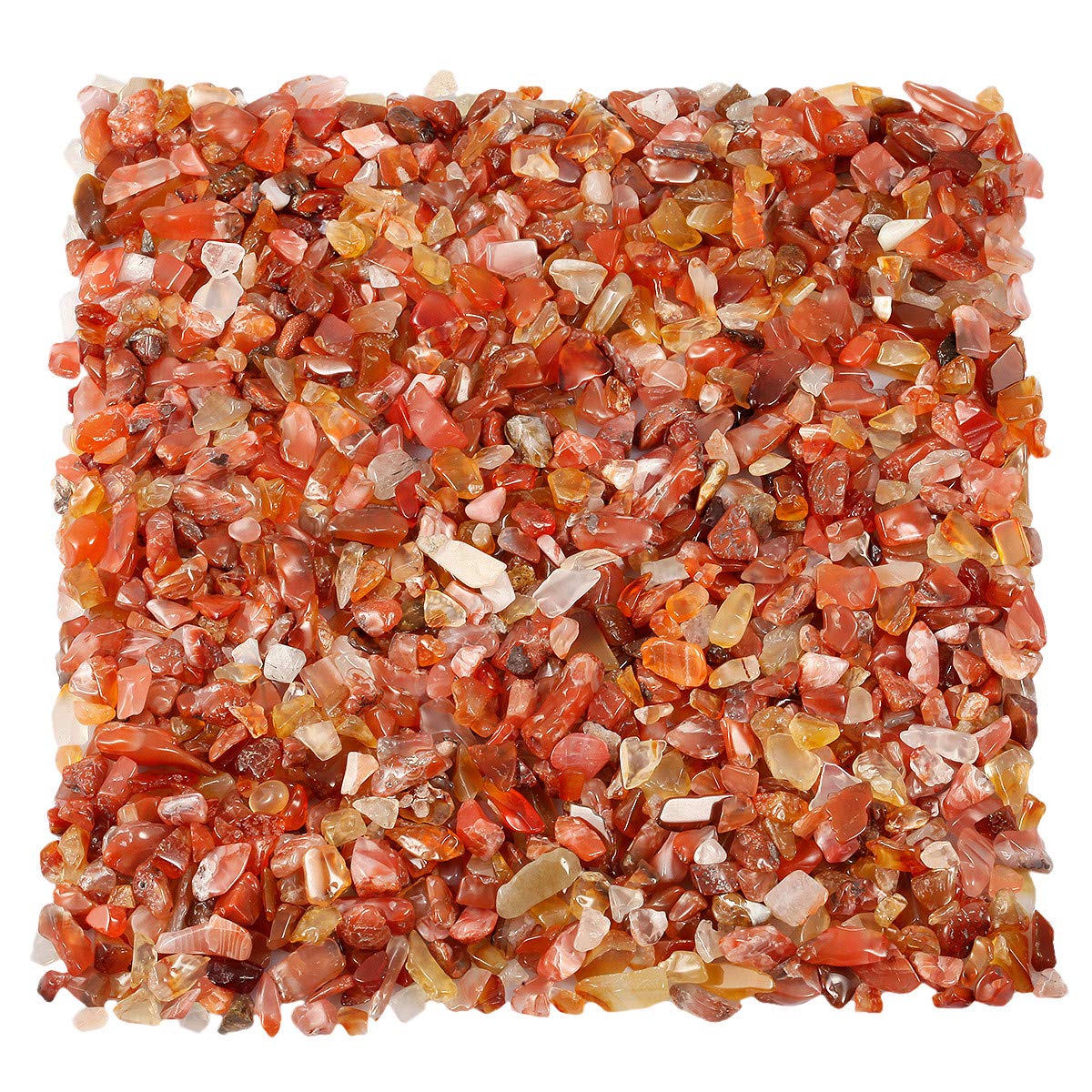 KYEYGWO Carnelian Tumbled Chips Crushed Natural Stone for Decoration, Crystal Quartz Gravel Garden Decorative Stones 1 Pound(460 Gram)