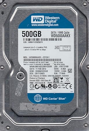 WD5000AAKX-221CA1, DCM DHNNHV2CGB, Western Digital 500GB SATA 3.5 Festplatte