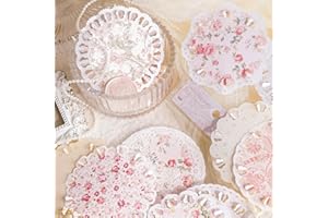 EXASININE 60 Pcs Lace Paper Decoupage Tissue Paper Round Lace Paper Lace Table Doilies for Aesthetic Journals Junk Journal Planners Vintage Journaling Supplies Crafts（D）
