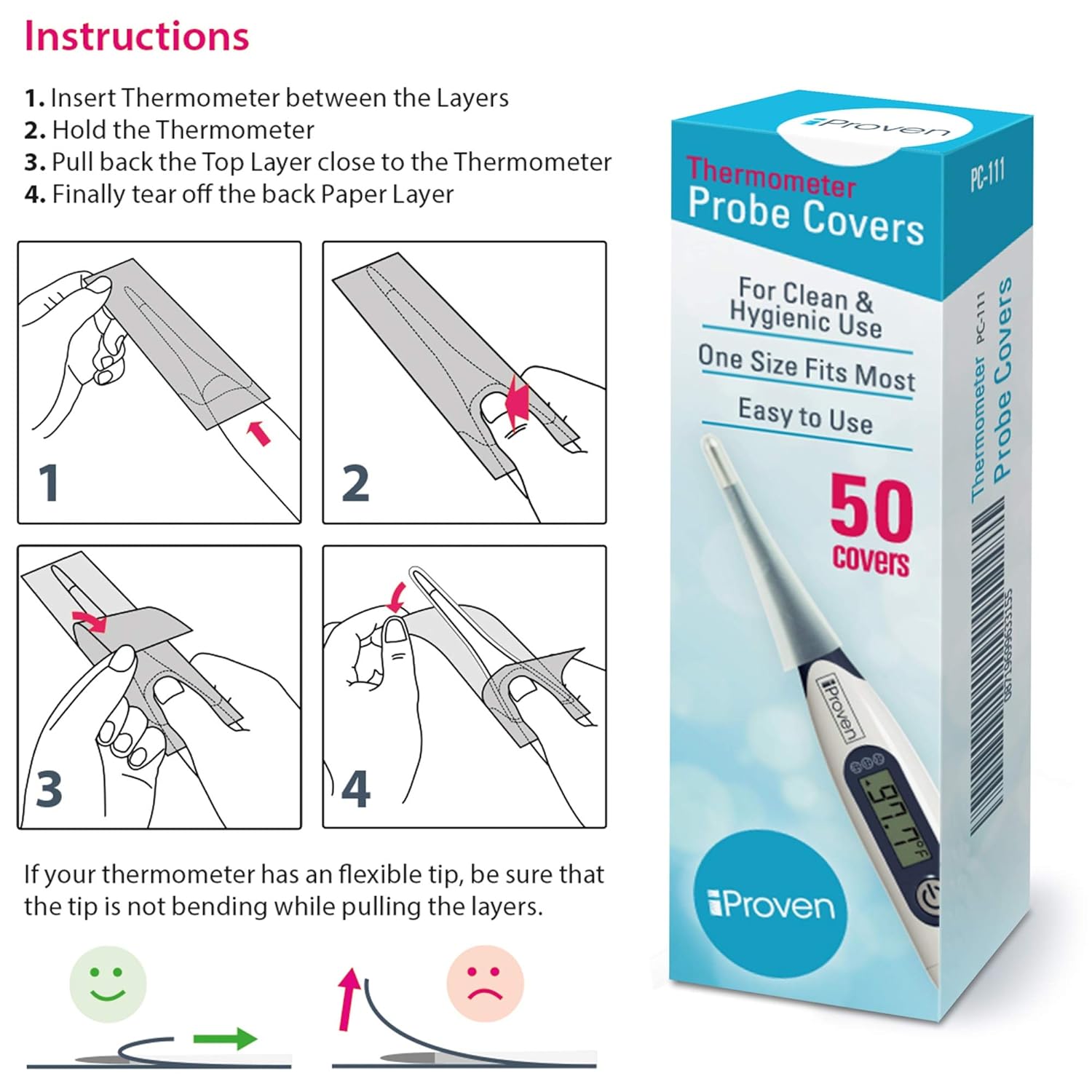 iProven Best Disposable Probe Covers for Digital Thermometer, 50 Count - iProven PC-111: Industrial & Scientific
