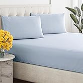 Sleepy Town Queen Size Bed Sheets - 3 Piece - NO Flat Sheet Included - Queen Sheet Set - Soft, Comfy & Cooling - Easy Care - Wrinkle & Fade Free - Brushed Microfiber - Deep Pocket Sheets (Sky Blue)