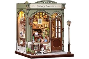 CUTEBEE Book Nook Kit - DIY Miniature House Dollhouse Kit for Adults, Booknook Library Bookstore Tiny House Bookshelf Decor 3D Wooden Puzzle, Gifts for Family and Friends (Gallery Bookstore)