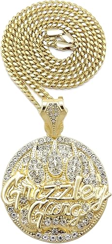 Blingfactory Gold Plated Iced Grizzley Gang Medal Pendant 3mm 24 Cuban Chain Hip Hop Necklace Amazon Com Grizzley gang music ретвитнул(а) tee grizzley 🐻 black chaldean. amazon com