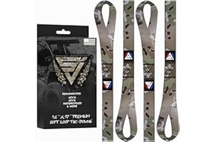 Soft Loop Motorcycle Tie Down Straps (4 Pack) 1.6" x 17" - Tie Down Straps w/ 10,000lb Break Strength, Use w/Ratchet Strap Hooks for Motorcycle, ATV & Dirt Bike by Straight Jacket Crew (Camo)