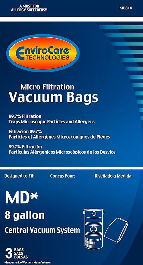 Envirocare Replacement Vacuum Bags For Md 8 Gallon Central Vacuums 3 Pack Vacuum Accessory Sets Home Urbytus Com