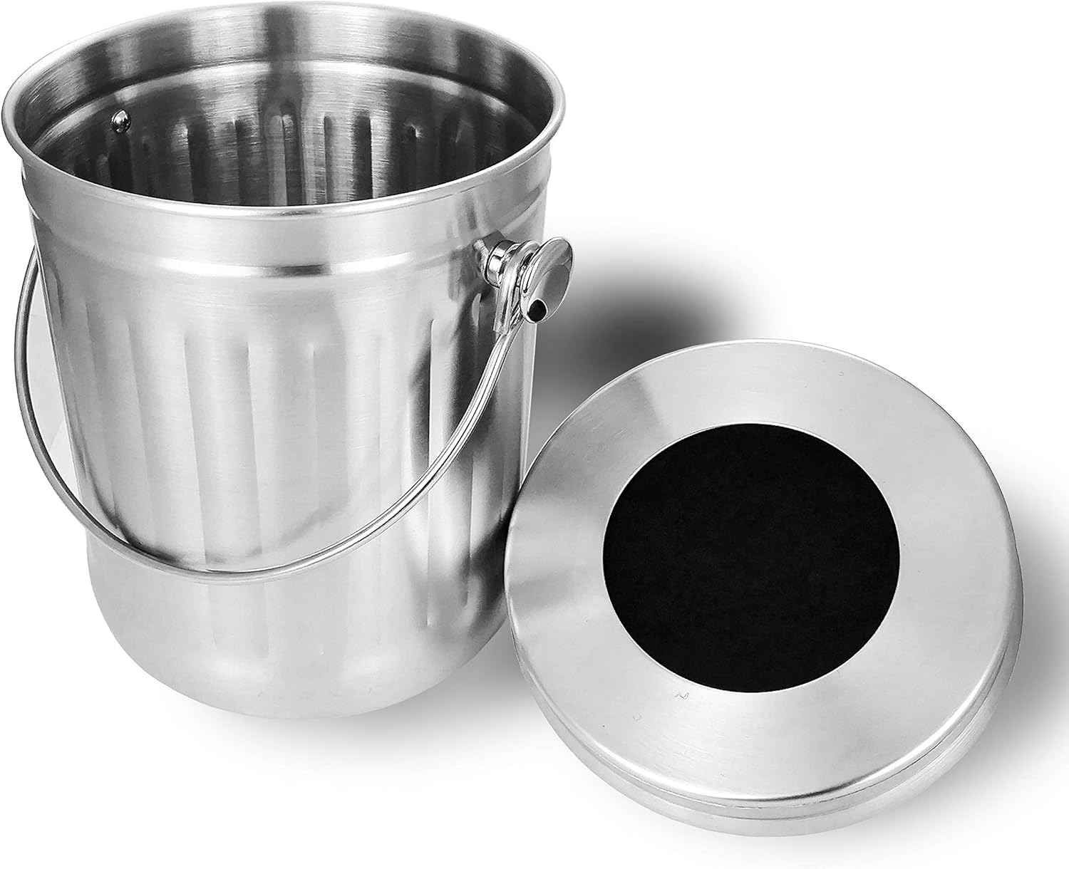 NewlineNY Stainless Steel Indoor Compost Bin for Kitchen Countertop 1.3 Gallon Recycling Pail Bucket with 2 Charcoal Filters - Image 5
