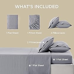 Bedsure Linen Sheets - Twin Size Sheets, Blend from