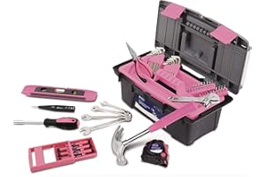 Apollo PrecisionTools DT9773P Household Tool Kit with Tool Box, Pink, 53 Piece
