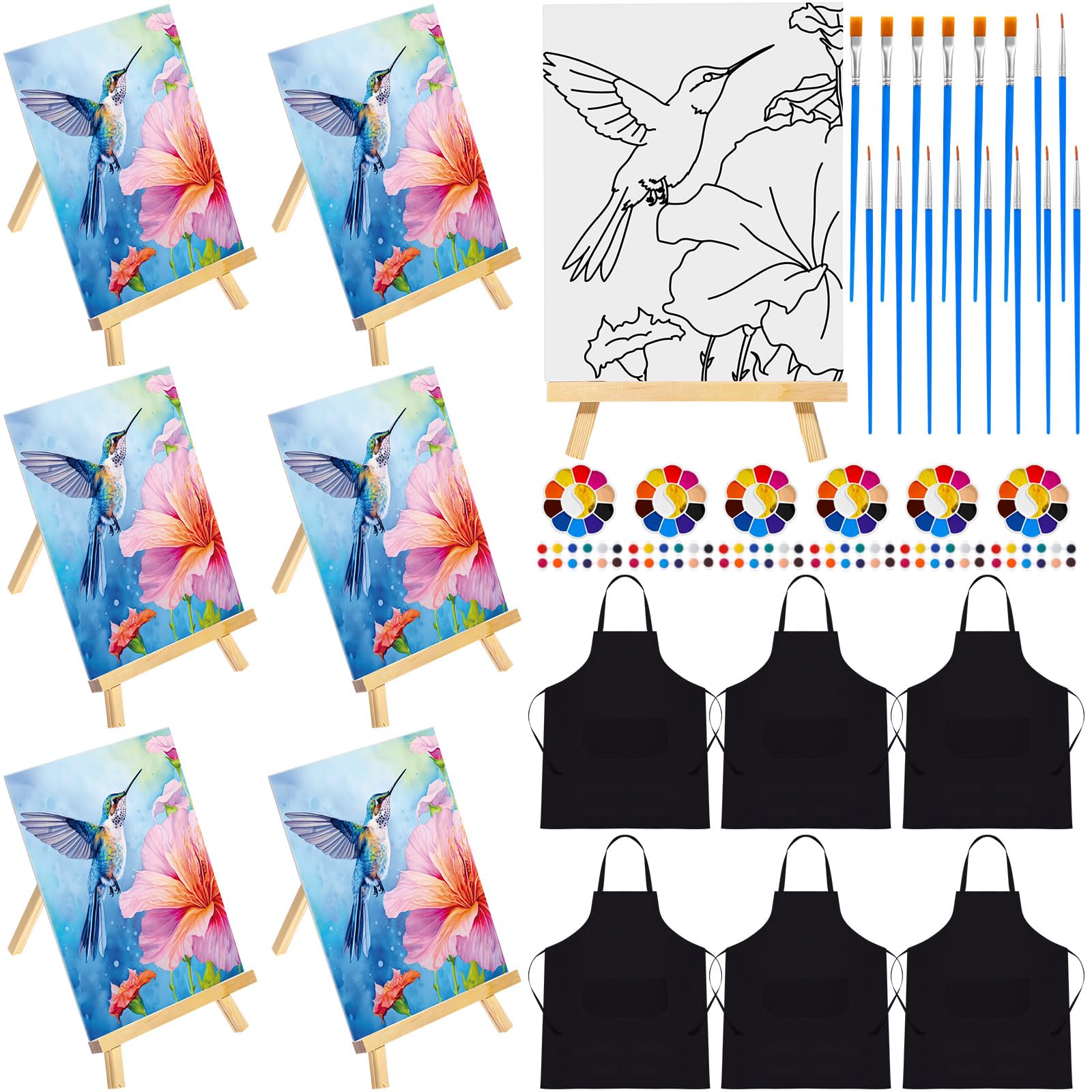 Motipuns 48 Pcs Pre Drawn Canvas Painting Set Sip and Paint Kit Pre ...