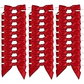 AIMUDI Red Satin Ribbon Twist Tie Bows 3.5" Pre-Tie Red Bows for Christmas Premade Gift Bows for Treat Bags Cake Pop Crafts Gift Bag Wedding Favors Goodies Bagging Party Decorations - 50 Counts