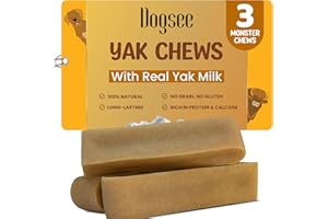 Dogsee Original Yak Cheese Himalayan Dog Chews 390gms (Monster - 3 Chews) | 100% All Natural | Dog Treats Large Breed | Dog Chews Long Lasting for Aggressive Chewers | High Protein Dental Sticks