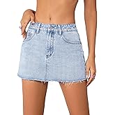 Floerns Women's Causal High Waist Raw Hem Pocket Denim Jean Short Skirt