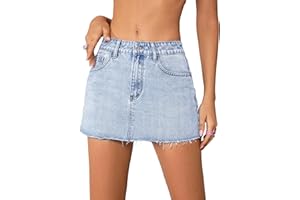 Floerns Women's Causal High Waist Raw Hem Pocket Denim Jean Short Skirt