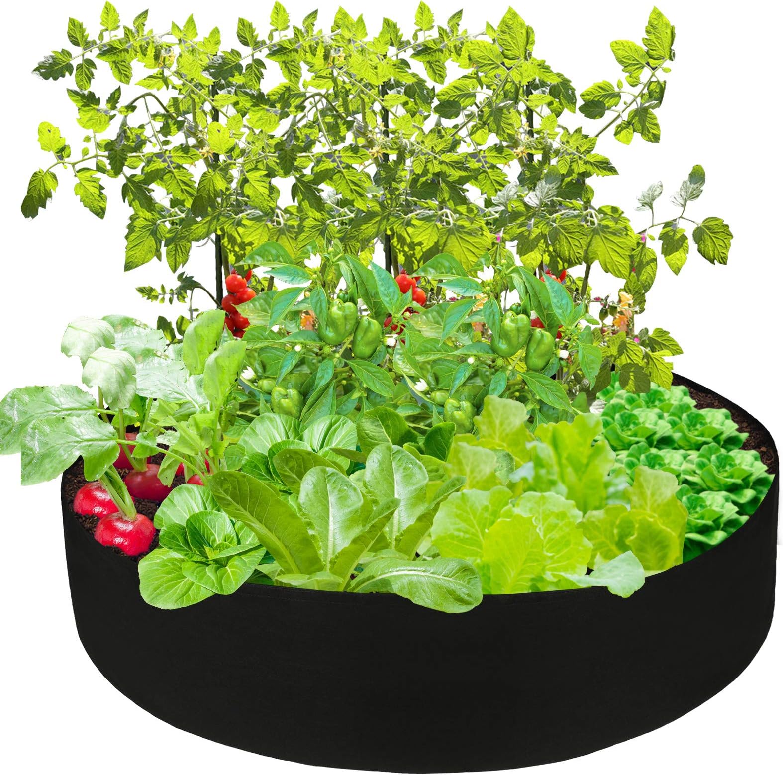 Pannow Raised Garden Bed, Fabric Raised Planting Bed Round Garden Grow Bag for Herb Flower Vegetable Plants (Dia 50' x H 12', Black)