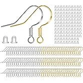 MENKEY 925 Sterling Mixed Earring Hooks 120 PCS/60 Pairs Hypoallergenic Ear Wires Fish Hooks for Jewelry Making, Jewelry Findings Parts with 120 PCS Rubber Earring Backs Stopper for DIY Earrings