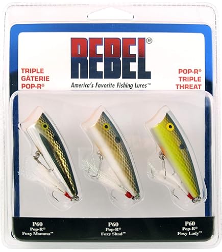 100) Lot de leurres de pêche Rebel Pop-R Topwater Poppers