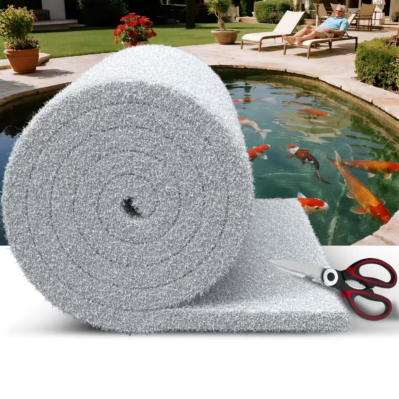 Photo 1 of Demiwise Pond Filter Pad 18"x72"X1"-Thickened Durable Pond Filter Material & Cut to Fit Filter Media for Koi Ponds, Aquariums & Fountains-Reusable for Clear, Healthy Water