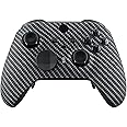 eXtremeRate Black Silver Carbon Fiber Faceplate Cover, Soft Touch Front Housing Shell Case Replacement Kit for Xbox One Elite Series 2, Xbox Elite 2 Core Controller Model 1797 - Accent Rings Included