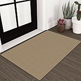 KOZYFLY Washable Area Rug 2x3 Ft Small Entryway Rug Indoor Door Mat Throw Rugs with Rubber Backing, Braided Cotton Floor Carpet for Front Entrance Bathroom Kitchen Foyer, Beige/Khaki