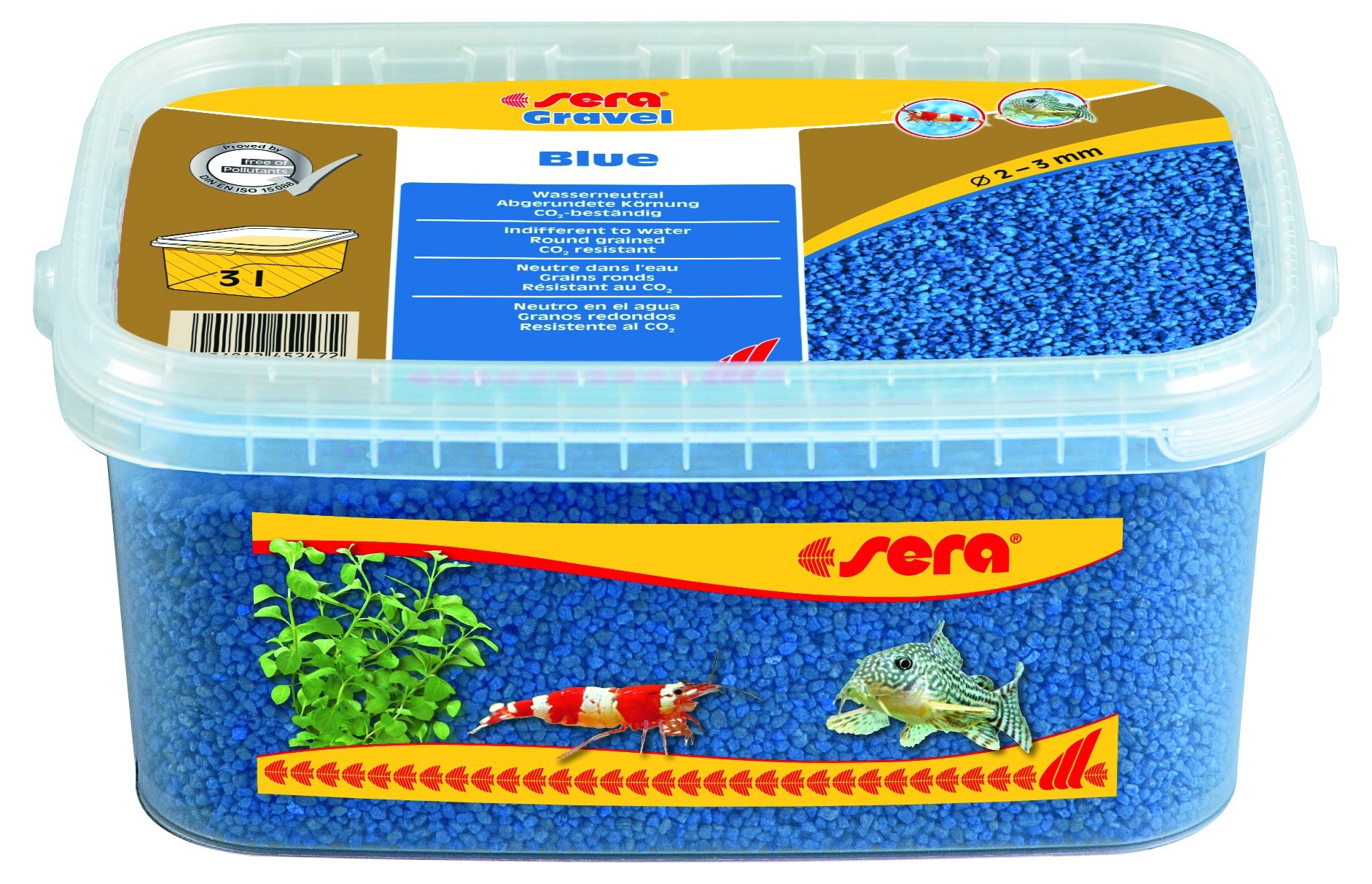 sera Gravel Blue 2-3 mm 3,000 ml - Blue Coloured Gravel (Diameter 2-3 mm) for All Freshwater and Saltwater Aquariums