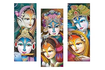 SAF Radha Krishna Modern Art 6MM MDF Framed Set of 3 Digital Reprint 15 inch x 18 inch Painting SANFJ40 SANFJ40