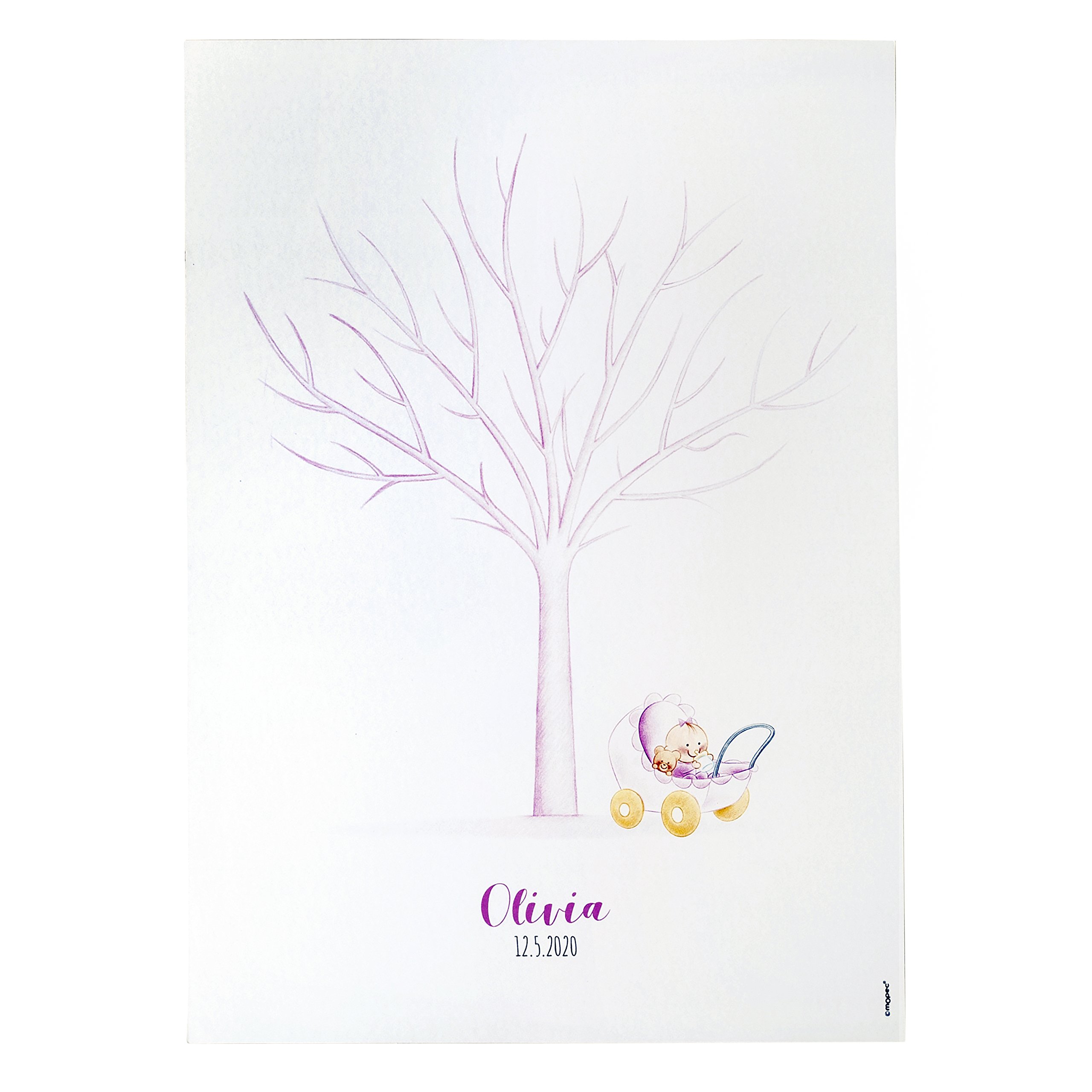 Mopec Pit & Pita Foil Tree Print Pram Girl, Card Stock, Pink, 0.2 x 29.5 x 42 cm